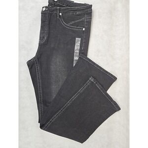 Rue‎ 21 Jeans Womens Size 18 Black Denim Mid Rise Boot Cut Pant Stretch Star NEW
